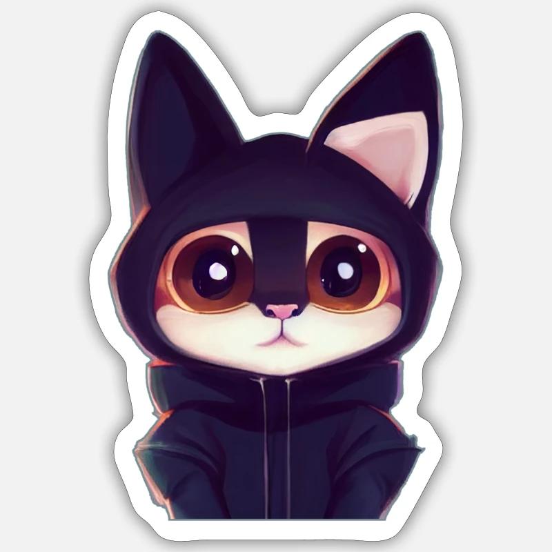Chat mignon 2 - Sticker taille S (10 x 10 cm) - blanc mat