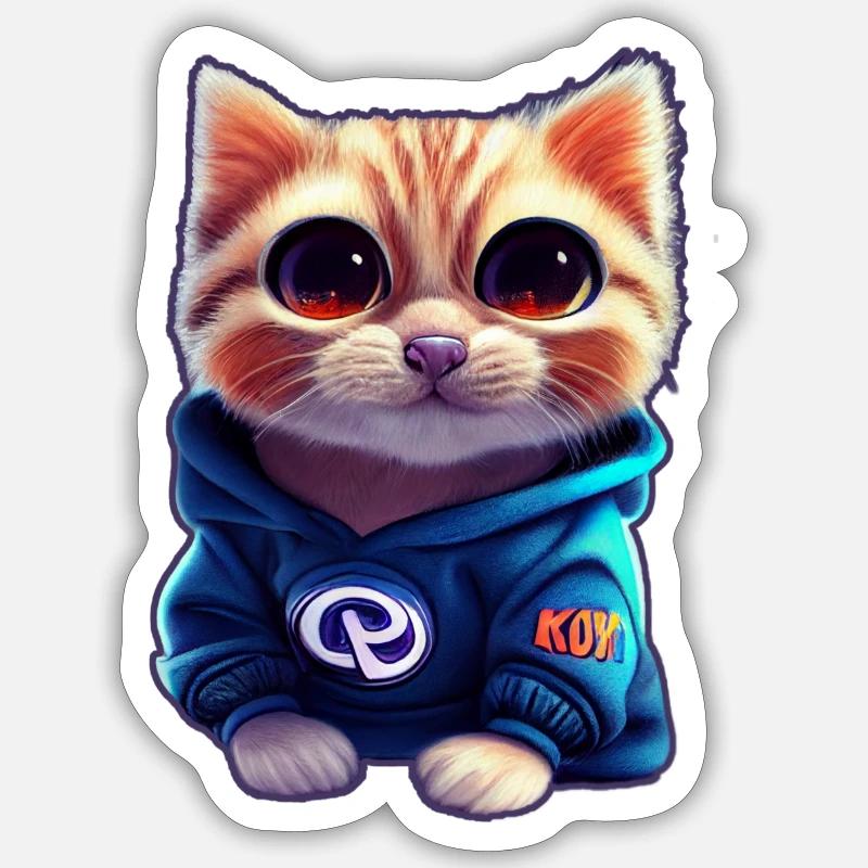 Bébé chat avec pull Sticker taille S (10 x 10 cm)