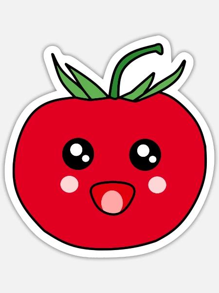 lustiges Tomaten Food Design Kawaii Geschenk - Sticker Größe S (10 x 10 cm) - Mattweiß