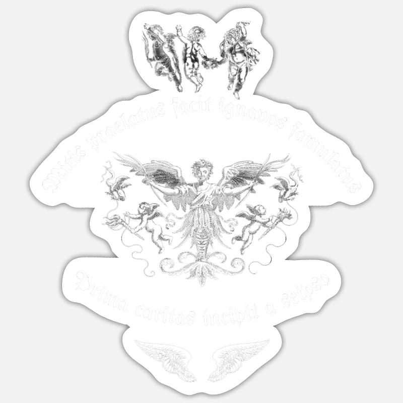 Anges déployés - Sticker taille S (10 x 10 cm) - blanc mat