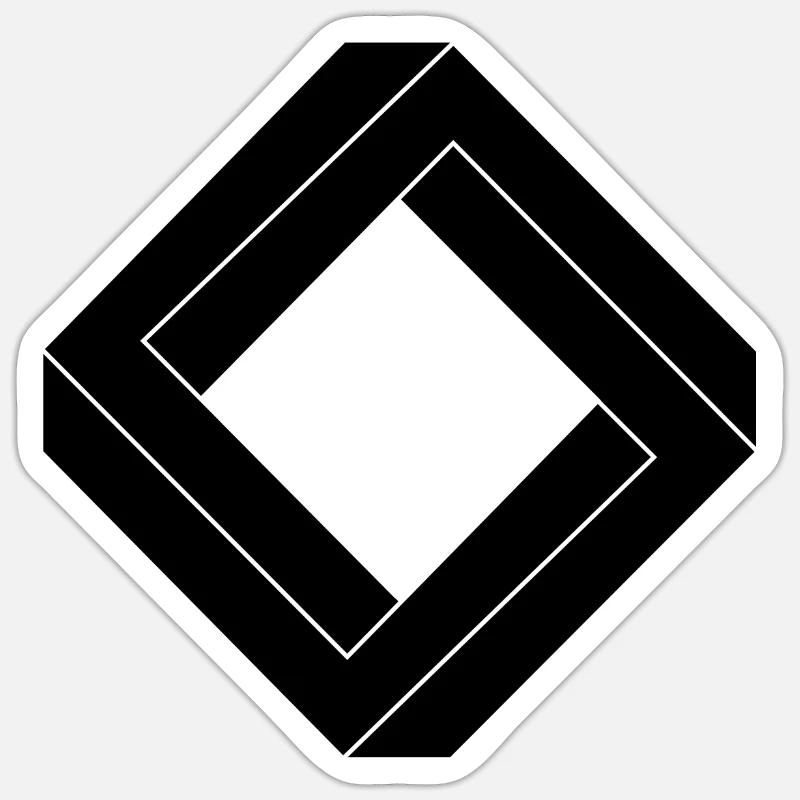 Square impossible black design - Sticker size S (10 x 10 cm) - white matte