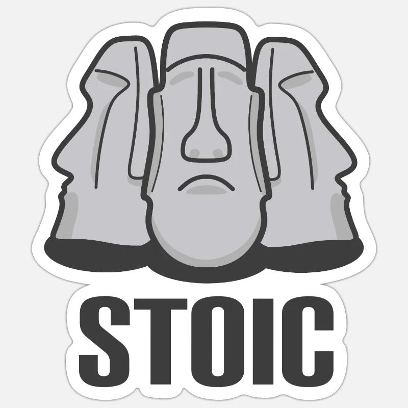 Stoïcisme stoïcien Moai Statues de l’île de Pâques - Sticker taille S (10 x 10 cm) - blanc mat