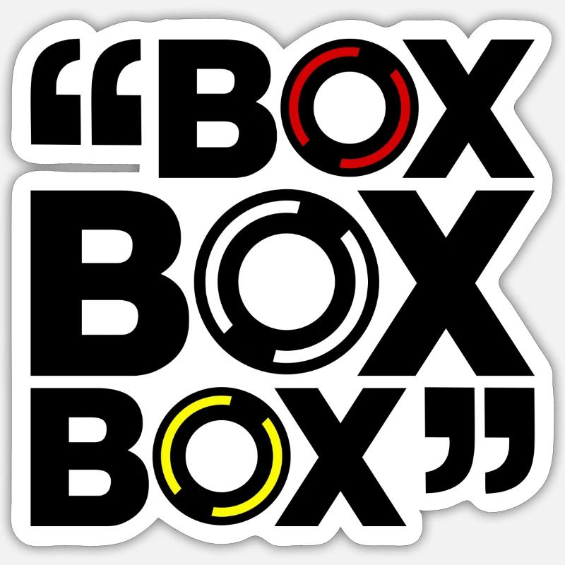 « Box Box Box » Conception de composé de pneus de course Sticker taille S (10 x 10 cm)