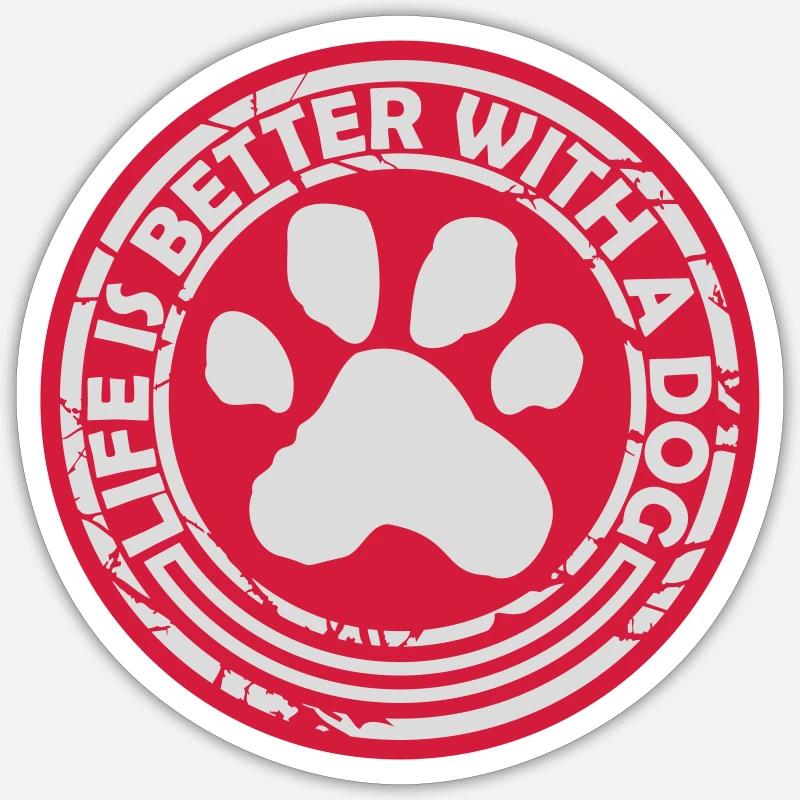 better with a dog - Sticker size S (10 x 10 cm) - white matte