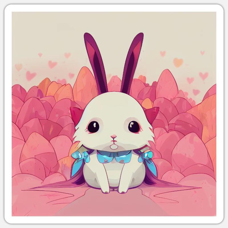 Cute Anime Rabbit - Sticker Größe S (10 x 10 cm) - Mattweiß
