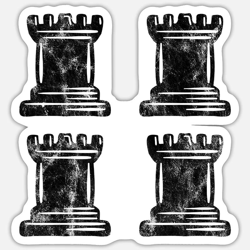 Retro Chess Chess Player Checkmate Chess Piece - Sticker size S (10 x 10 cm) - white matte