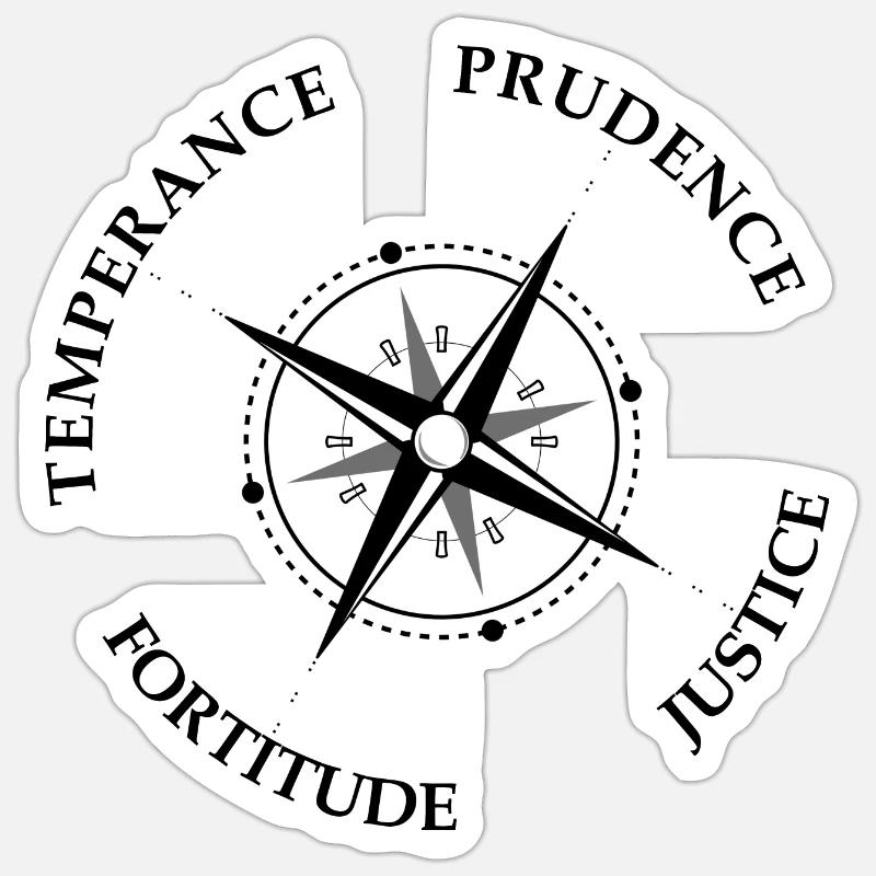 Vertus cardinales Stoïcisme Vertus cardinales Sticker taille S (10 x 10 cm)