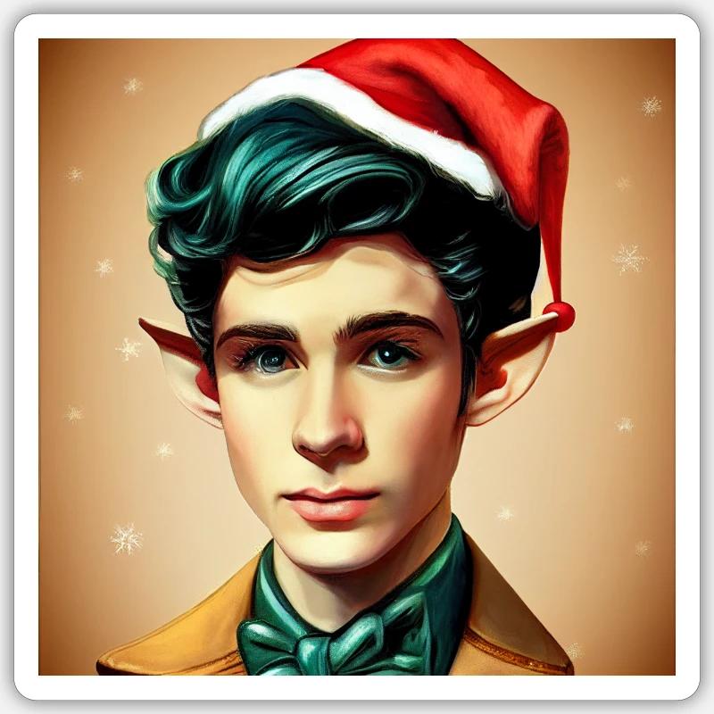 lutin de noël - Sticker taille S (10 x 10 cm) - blanc mat