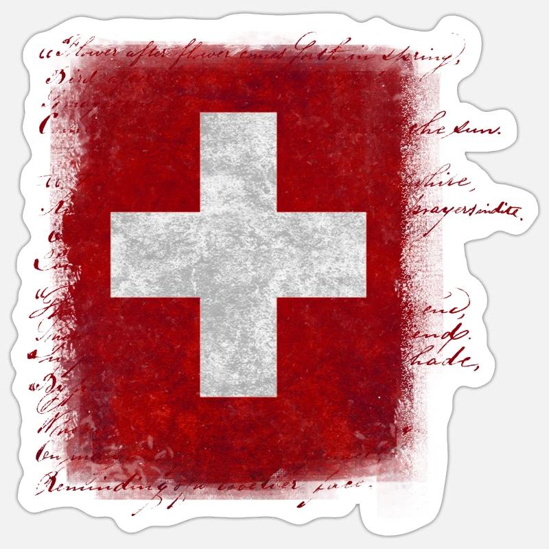 Drapeau de la Suisse - Sticker taille S (10 x 10 cm) - blanc mat