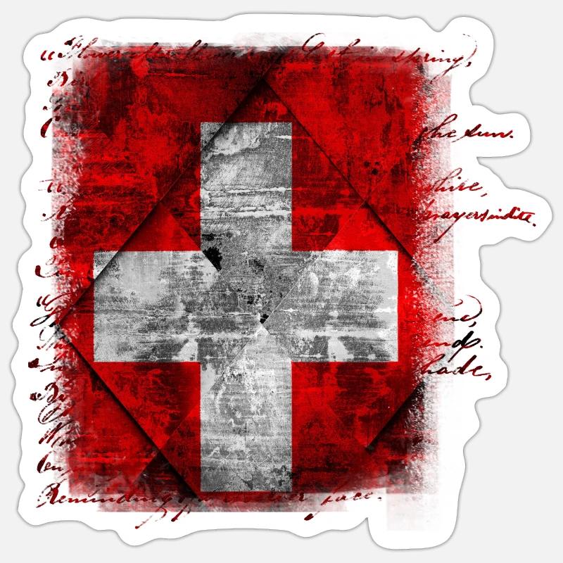 Drapeau de la Suisse - Sticker taille S (10 x 10 cm) - blanc mat