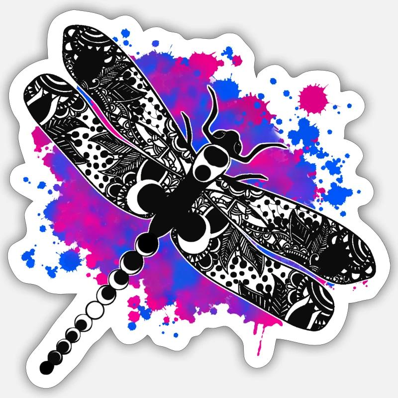 Libellen-Aquarell - Sticker Größe S (10 x 10 cm) - Mattweiß