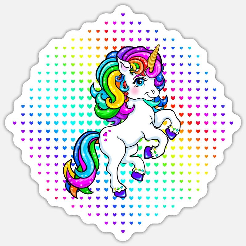 buntes Einhorn Unicorn Mädchen Sticker Größe S (10 x 10 cm)