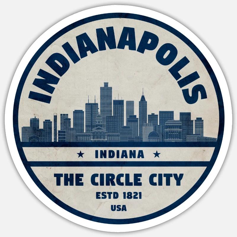 Ville du comté d’Indianapolis Skyline - Sticker taille S (10 x 10 cm) - blanc mat