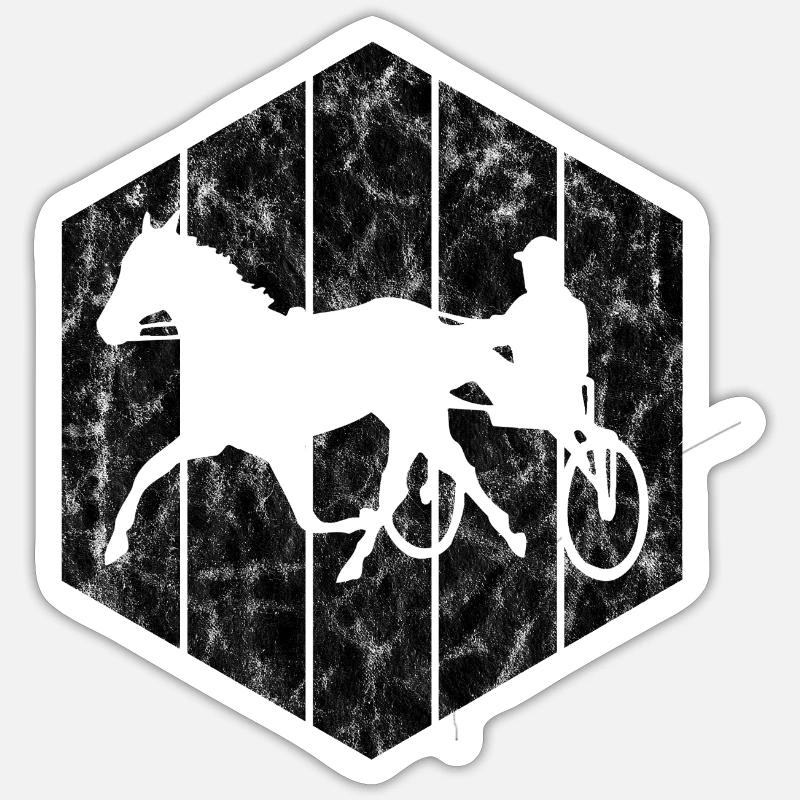 Traber Trabrennen in retro oder vintage Style - Sticker Größe S (10 x 10 cm) - Mattweiß
