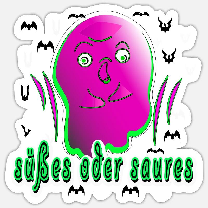 süsses oder saures zu Halloween um Häuser ziehen Sticker Größe S (10 x 10 cm)