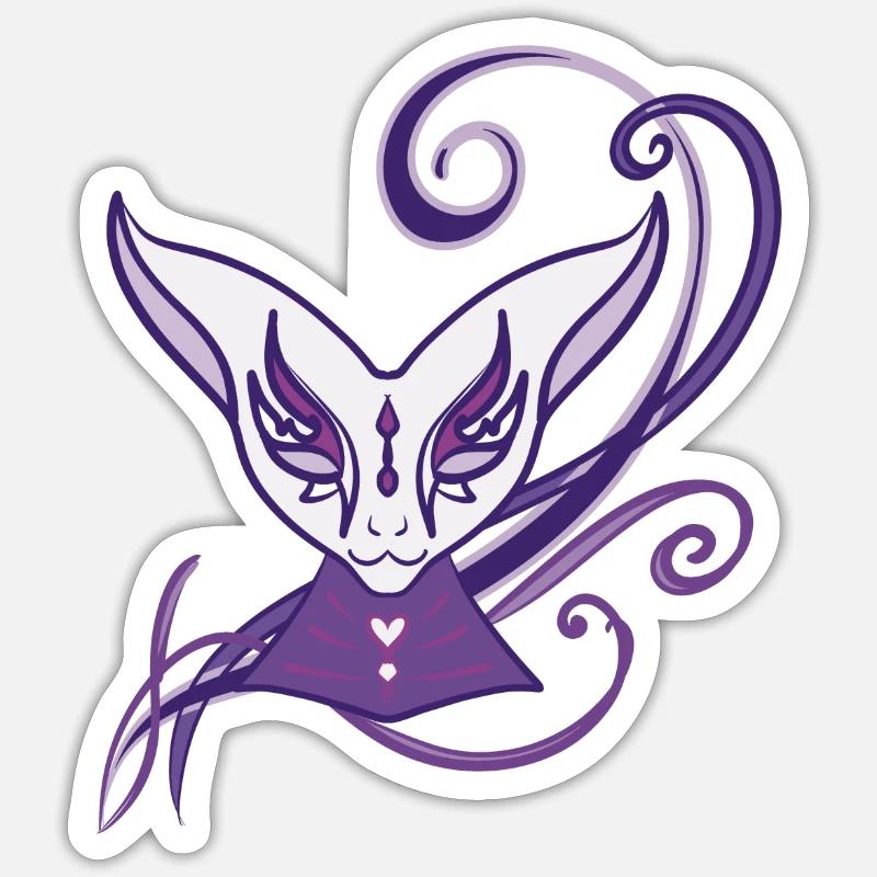 Chat masqué - Sticker taille S (10 x 10 cm) - blanc mat