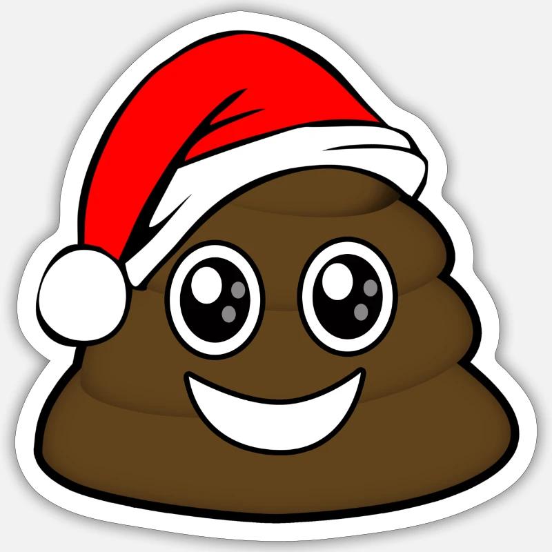 Caca de Noel Cute - Sticker taille S (10 x 10 cm) - blanc mat