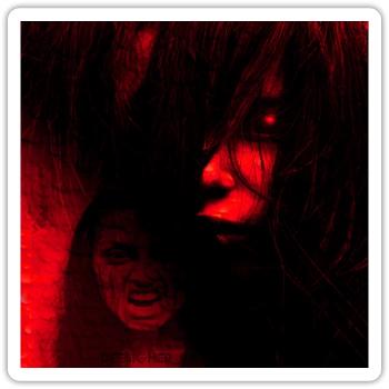 angry girls - Sticker taille S (10 x 10 cm) - blanc mat - Devant