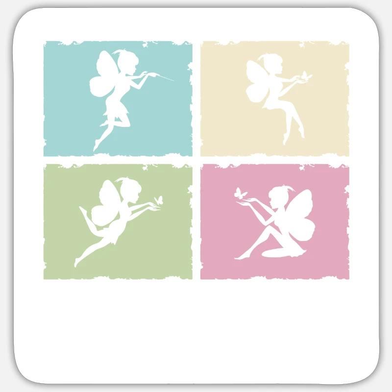 Fées Sœurs Fées - Sticker taille S (10 x 10 cm) - blanc mat