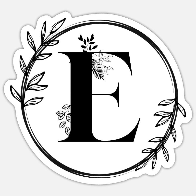 Lettre E Florale - Sticker taille S (10 x 10 cm) - blanc mat