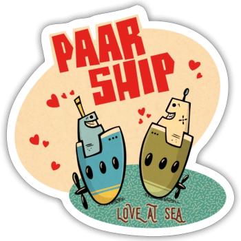 Paar Ship - Love at Sea - Sticker Größe S (10 x 10 cm) - Mattweiß - Vorne