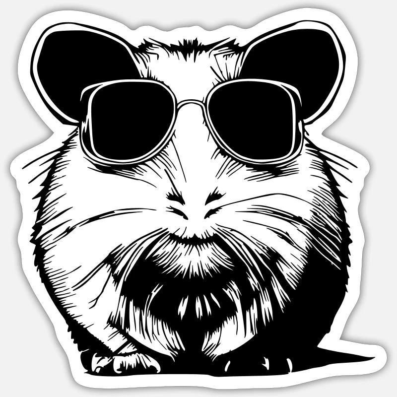 Guinea pig cool sunglasses funny vector 1 Sticker size S (10 x 10 cm)