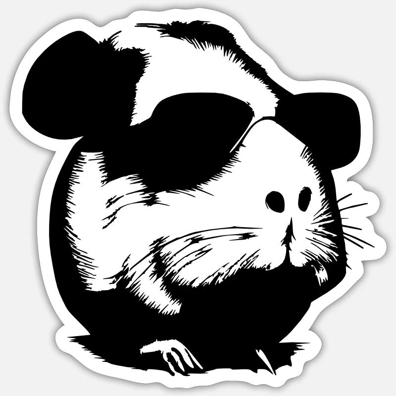 Guinea pig cool sunglasses funny vector 12 Sticker size S (10 x 10 cm)