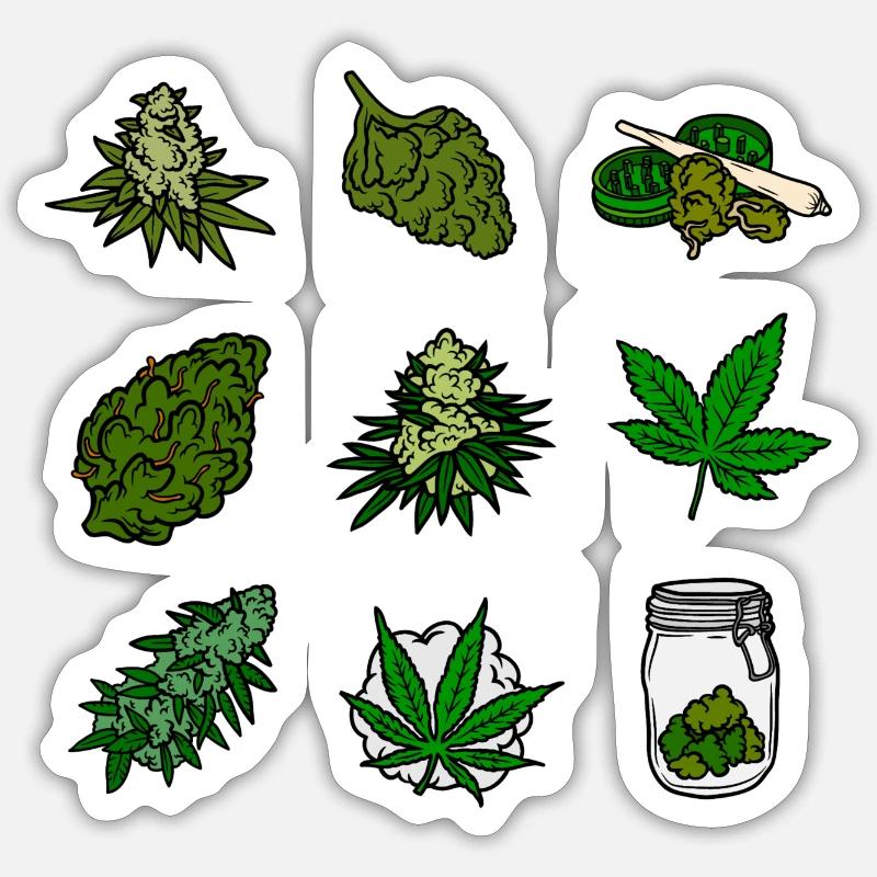 Cannabis, Weed Sticker Pack - Sticker size S (10 x 10 cm) - white matte