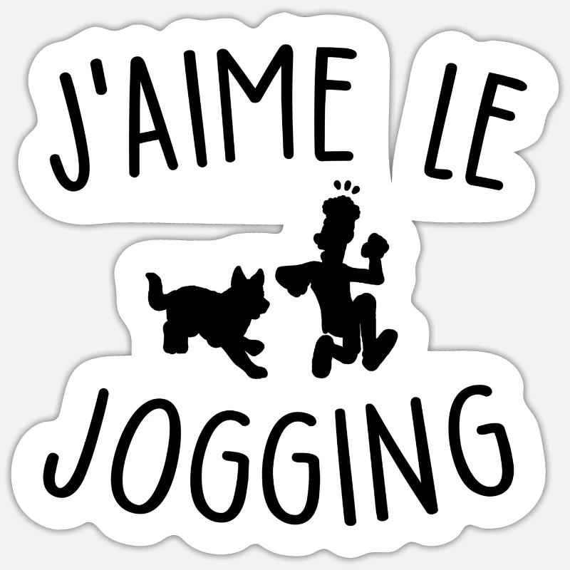 j aime le jogging / humour course à pied - Sticker taille S (10 x 10 cm) - blanc mat