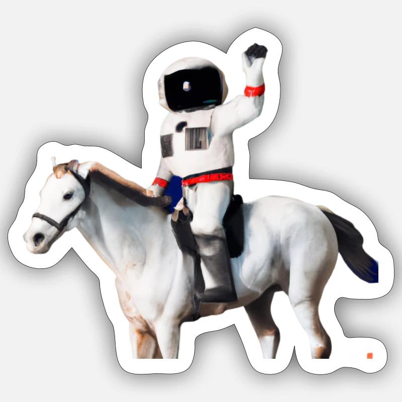 Astronaute à cheval - Sticker taille S (10 x 10 cm) - blanc mat