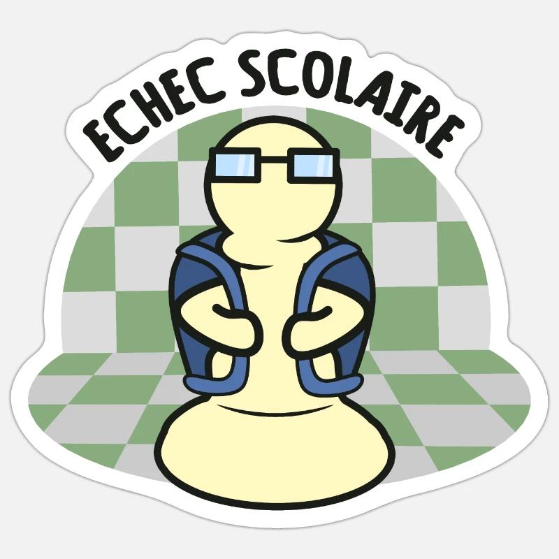 Echec scolaire, Jeu de mots jeu Echecs Ecole Sticker taille S (10 x 10 cm)