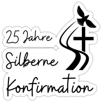 Silberne Konfirmation 25 Jahre Jubelkonfirmation - Sticker Größe S (10 x 10 cm) - Mattweiß - Vorne