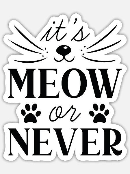 Es ist Miau oder nie - Sticker Größe S (10 x 10 cm) - Mattweiß
