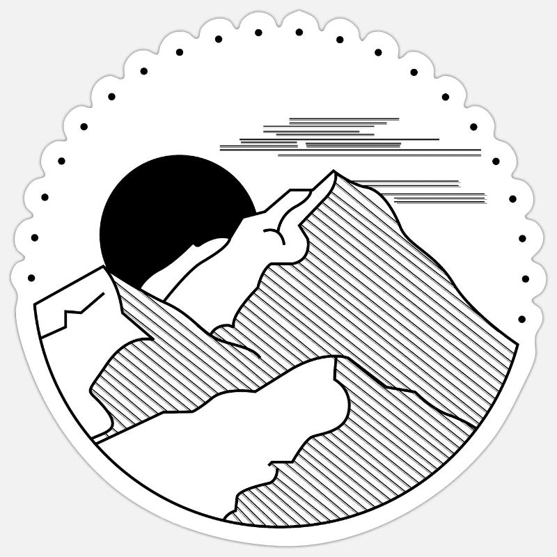 Geometric shape line mountains - Sticker size S (10 x 10 cm) - white matte