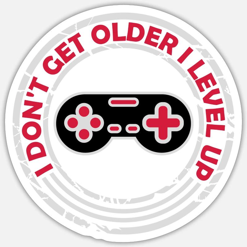 get older level up - Sticker size S (10 x 10 cm) - white matte