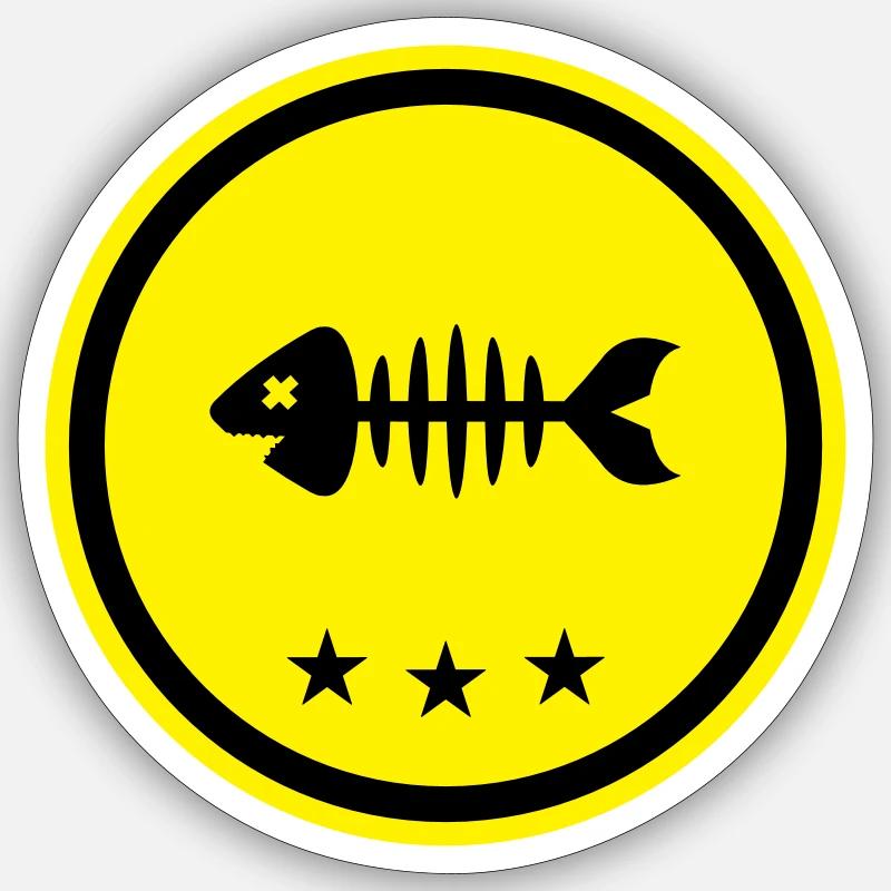 Os d’os symbole de poisson - Sticker taille S (10 x 10 cm) - blanc mat