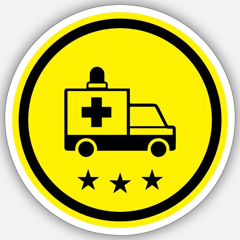Krankenwagen Ambulance - Sticker Größe S (10 x 10 cm) - Mattweiß