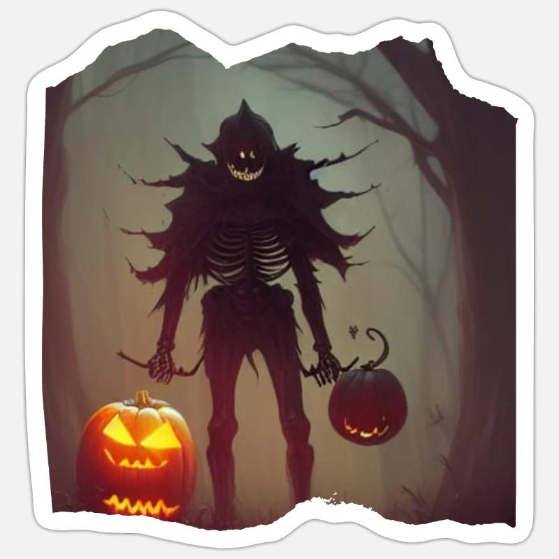 Fantôme d’Halloween avec citrouille - Sticker taille S (10 x 10 cm) - blanc mat