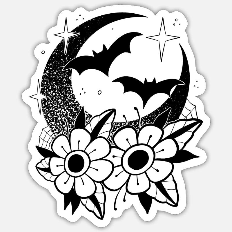 Halloween Flash Tattoo Stil - Sticker Größe S (10 x 10 cm) - Mattweiß
