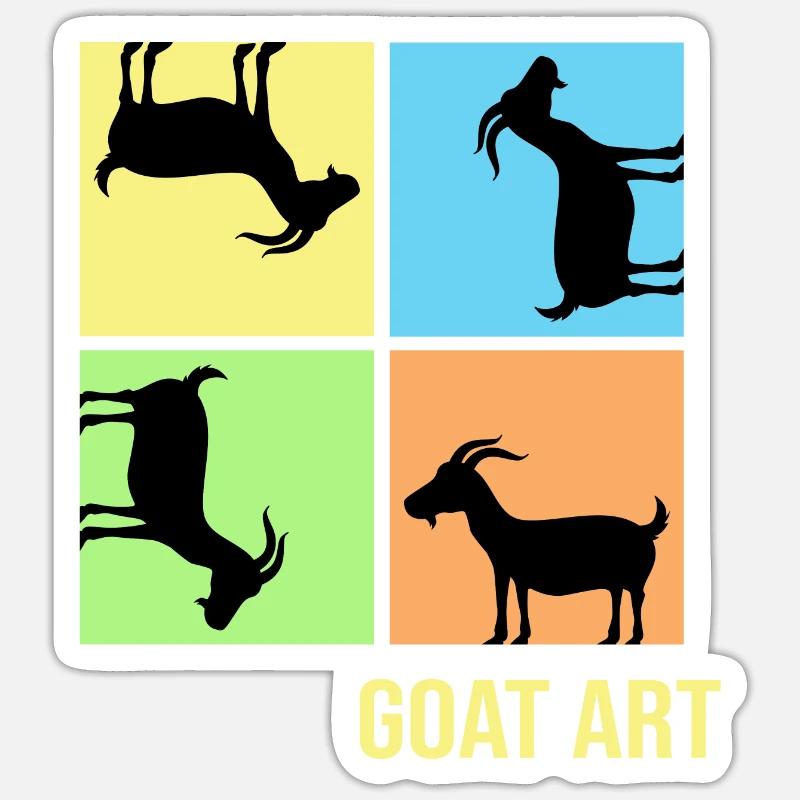 Popart de chèvre Posture de traction de chèvre « goat-art » - Sticker taille S (10 x 10 cm) - blanc mat