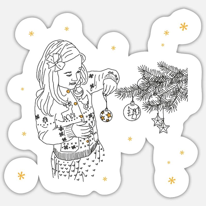 Christmas tree decorating Sticker size S (10 x 10 cm)