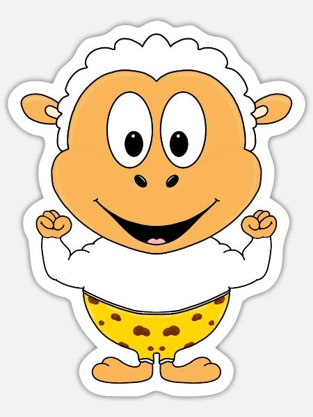 SCHAF - MUSKELN - BODYBUILDING - FITNESS - SPORT - Sticker Größe S (10 x 10 cm) - Mattweiß