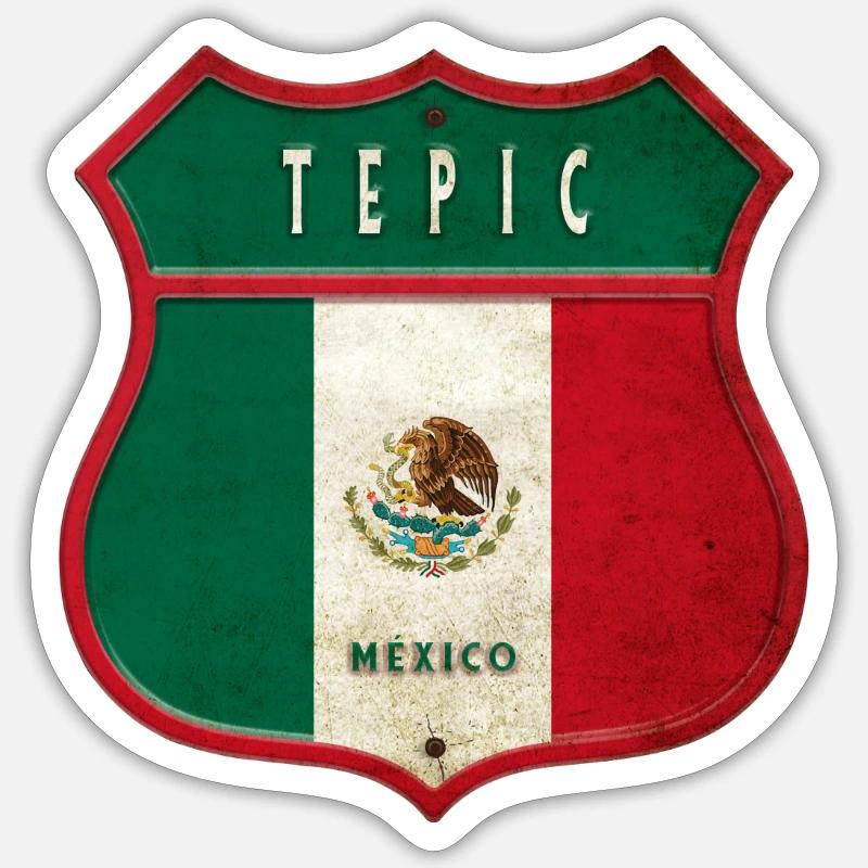 Tepic Mexico crest design - Sticker size S (10 x 10 cm) - white matte