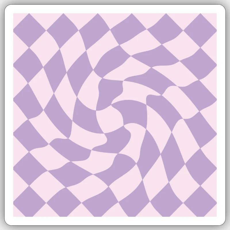 Schachbrettmuster Violett - Sticker Größe S (10 x 10 cm) - Mattweiß