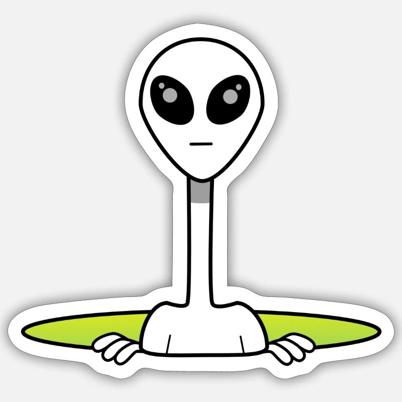 Alien from outer space - Sticker size S (10 x 10 cm) - white matte