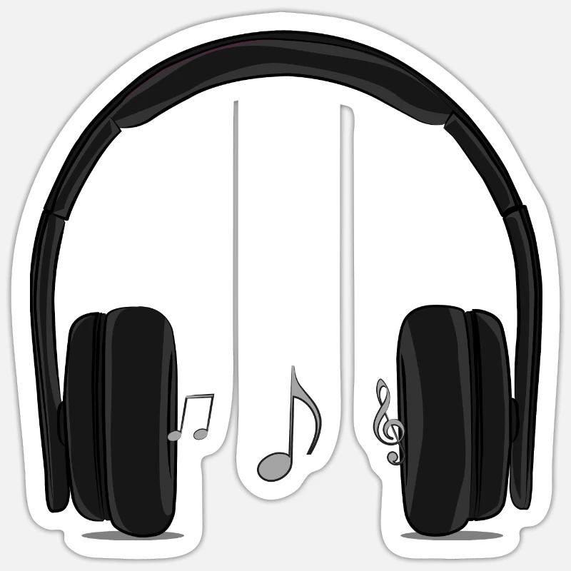 schwarzer Musikkopfhörer - Sticker Größe S (10 x 10 cm) - Mattweiß