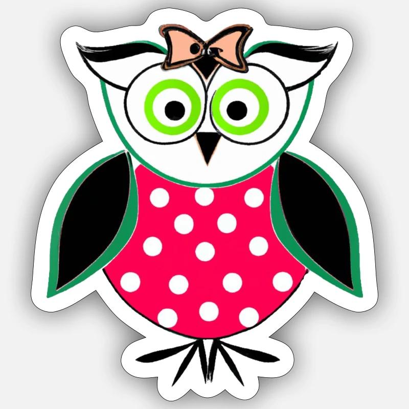 Eule Illustration - Sticker Größe S (10 x 10 cm) - Mattweiß