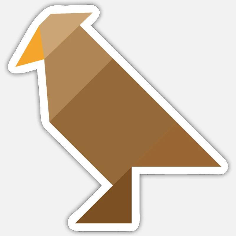 Oiseau - Tangram - Sticker taille S (10 x 10 cm) - blanc mat
