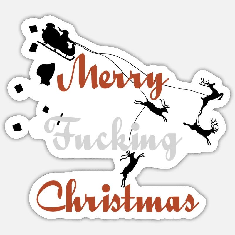 Joyeux putain de Noël - Sticker taille S (10 x 10 cm) - blanc mat