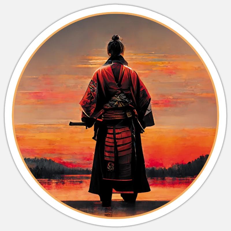 Samurai-Krieger Sticker Größe S (10 x 10 cm)